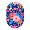 Bloemen - Blauw - Roze Wandcirkel Ovaal Forex klein -3d