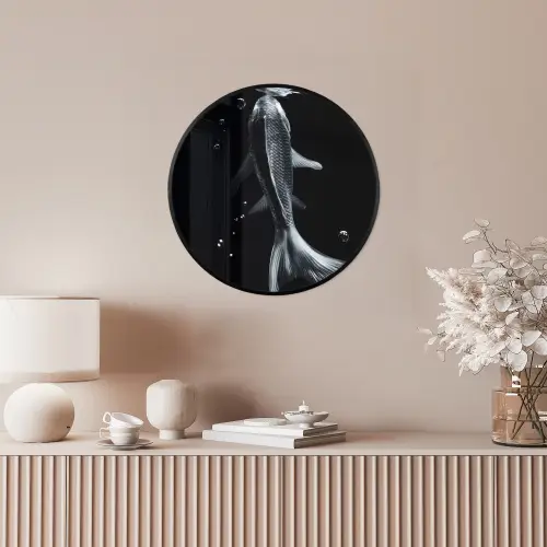 Koi - Vissen - Water - Zwart Fotolijst rond zonder passe partout klein -sfeer3
