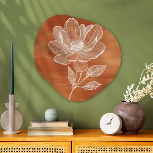 Bloem - Minimalistisch - Wit Wandcirkel Organisch Aluminium middel -sfeer2