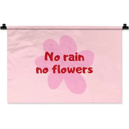 No rain no flowers - Bloem - Roze Wandkleed katoen klein -zz3d