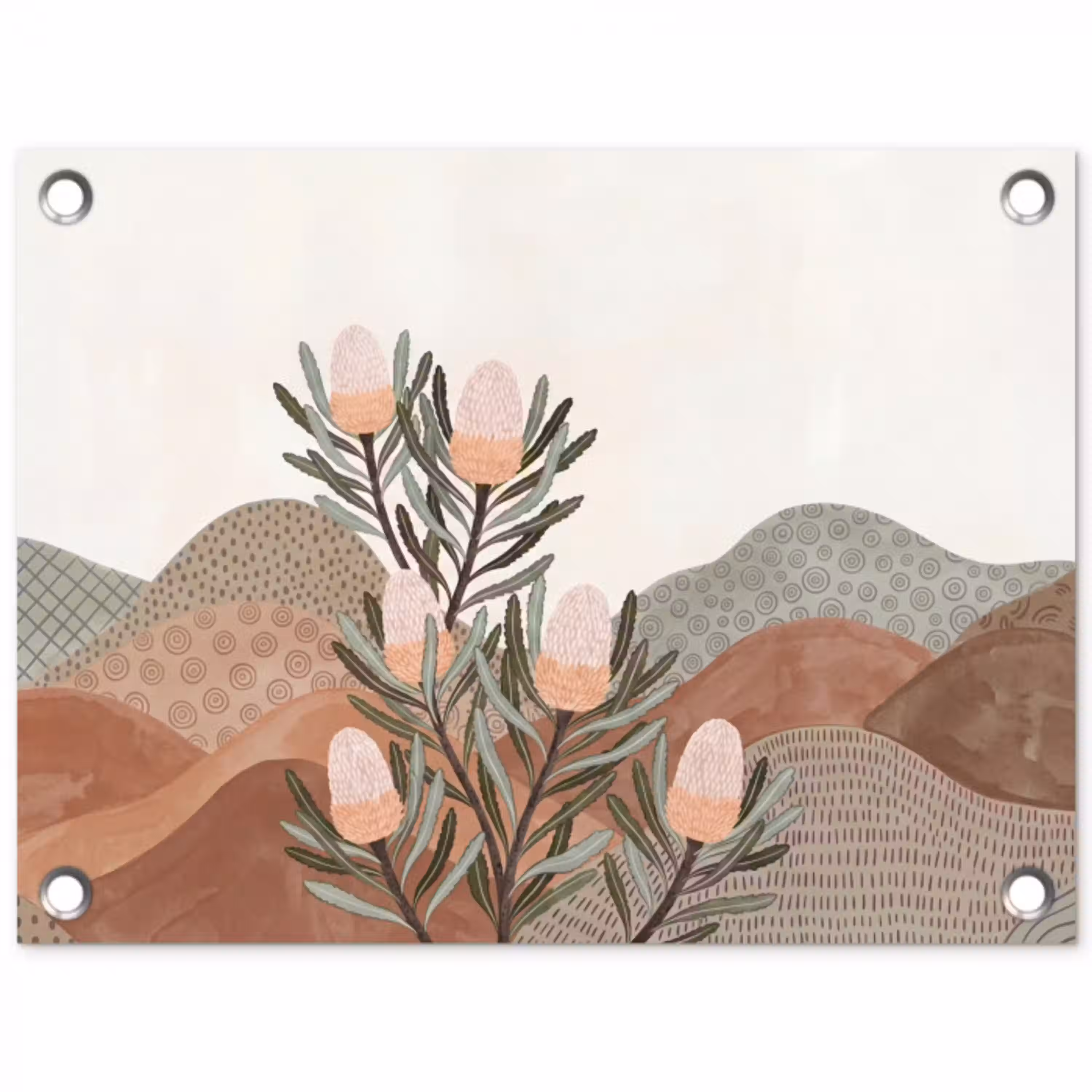 Modern - Heuvels - Terracotta tuinposter los doek klein -3d