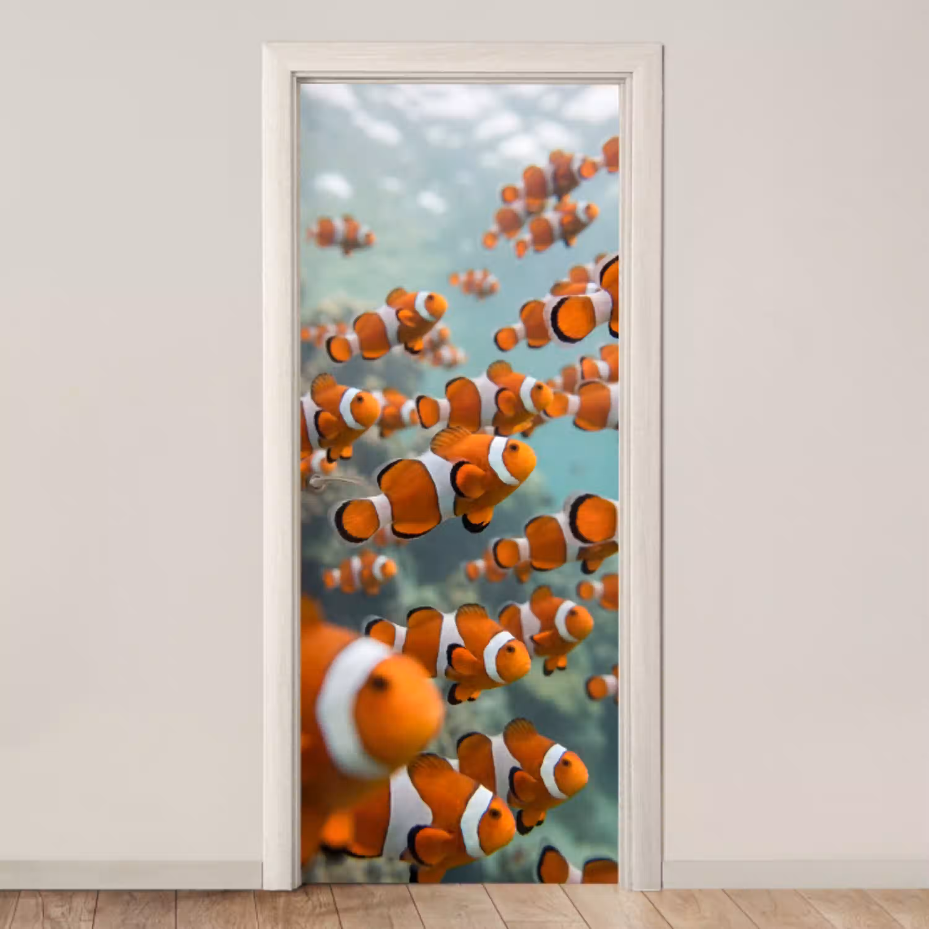 Vis - School - Onderwater - Dieren - Oranje deurposter klein -3d_beige