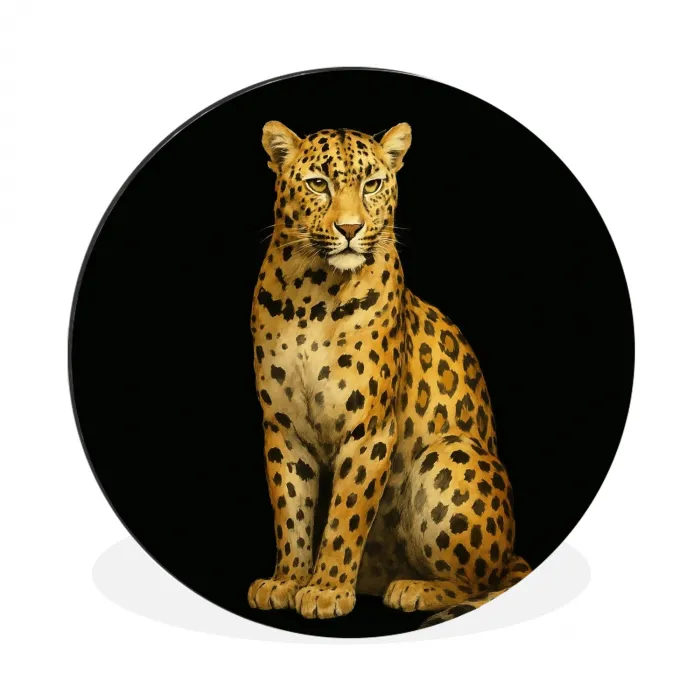 Panter - Realistisch - Bruin Wandcirkel aluminium klein -3d