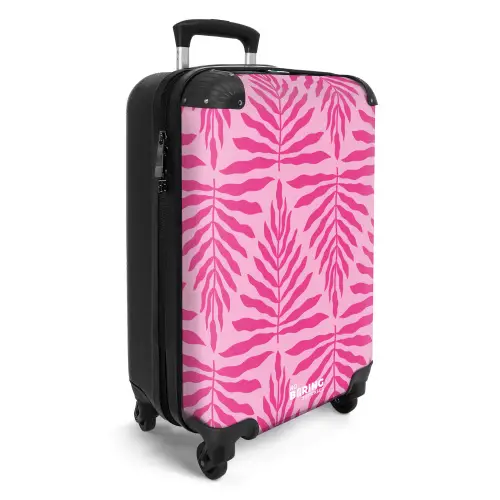 Patroon van bladeren in licht- en donkerroze NBS - Handbagage koffer - Kinderen Unisex middel -productfoto_3d