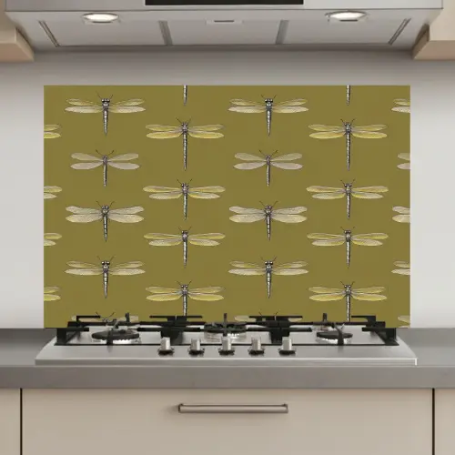 Libellen - Patroon - Groen keuken achterwand spatscherm klein 900 -3d_website