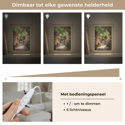 Doorkijk - Tropisch - Bloemen - Natuur Light Box met kabel (Tafellamp) klein -USP_dimbaarNL