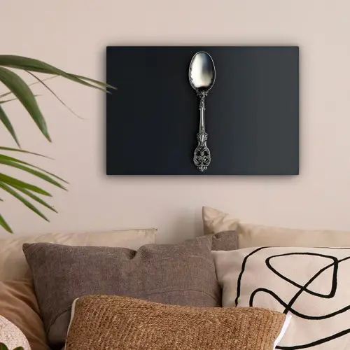 Lepel - Zilver - Metaal canvas 2cm klein -sfeer1
