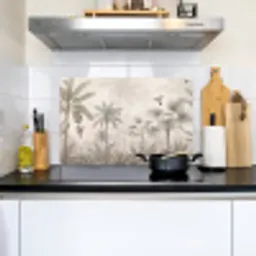 Jungle - Banenboom - Kolibrie - Beige Inductie beschemer met haakjes klein -sfeer2