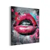 Lippen - Felroze - Graffiti - Verfstrepen aluminium wit klein -3d