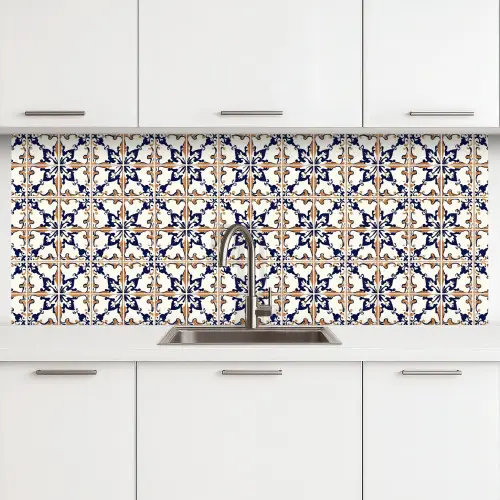 Klassiek - Patroon - Kleurrijk keuken achterwand 2 middel 871 -3d