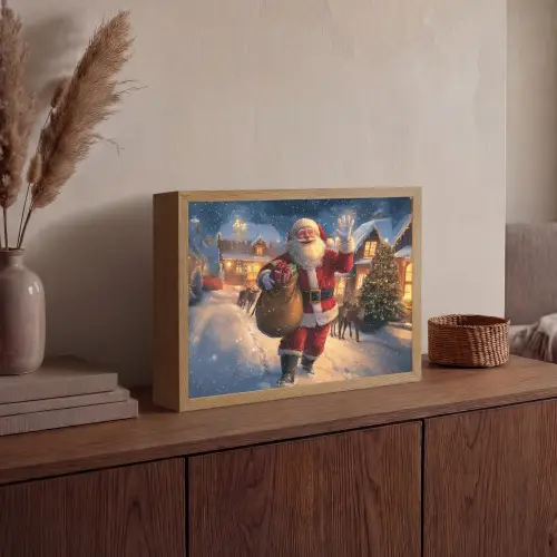 Kerstman - Dorp - Hert - Donker Light Box met batterij (Wandlamp) middel -sfeer2