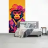 Aap - Kimono - Bloemen - Hoofdtooi fotobehang vinyl groot -slaapkamer