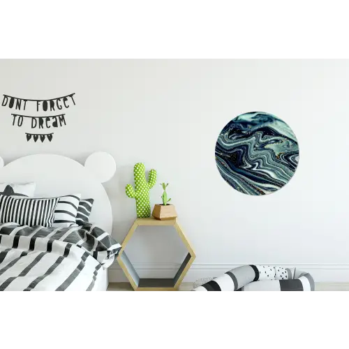 Marmer - Goud - Blauw - Glitter - Marmerlook - Abstract Wandcirkel aluminium klein -kinderkamer