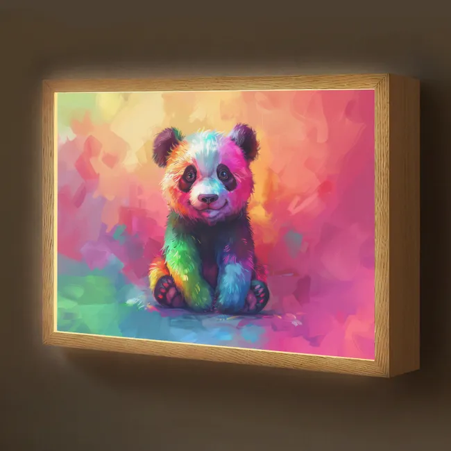 Lightbox - Wandlamp kinderkamer - Panda - Dieren - Kleurrijk - Neon