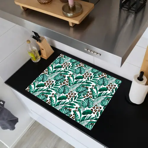 Panterprint - Bladeren - Jungle Inductie beschemer met haakjes klein -sfeer1
