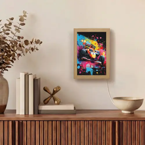 Graffiti - Sport - Auto - Formule 1 - Autosport Light Box met kabel (Tafellamp) klein -sfeer2