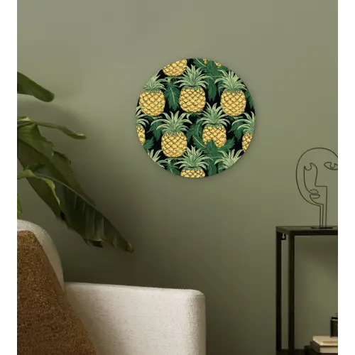 Patroon - Tropisch - Ananas - Illustratie Wandcirkel plexiglas klein 852 -sfeer3
