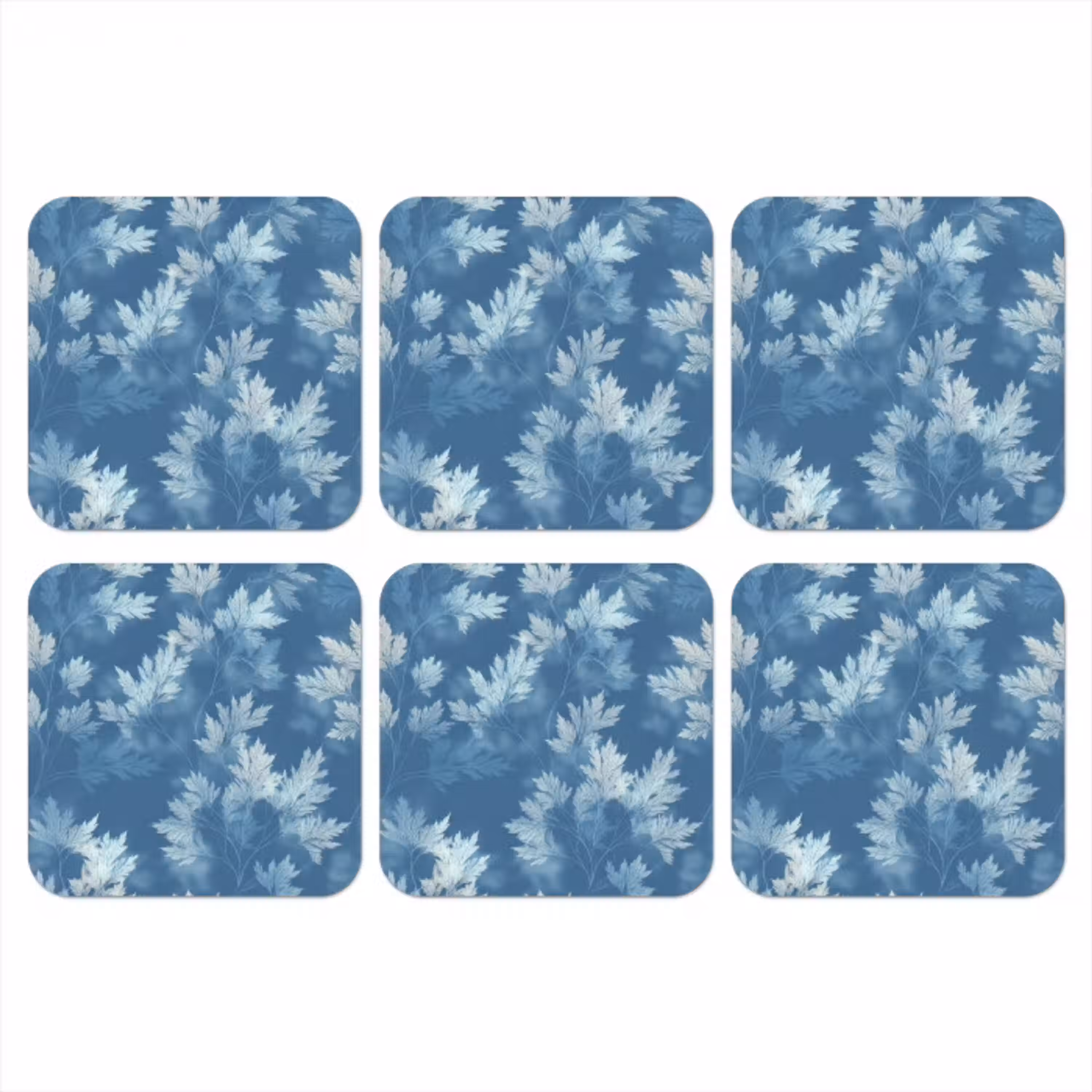 Varen - Botanisch - Patroon - Grijsblauw onderzetter kurk middel 366 -3d