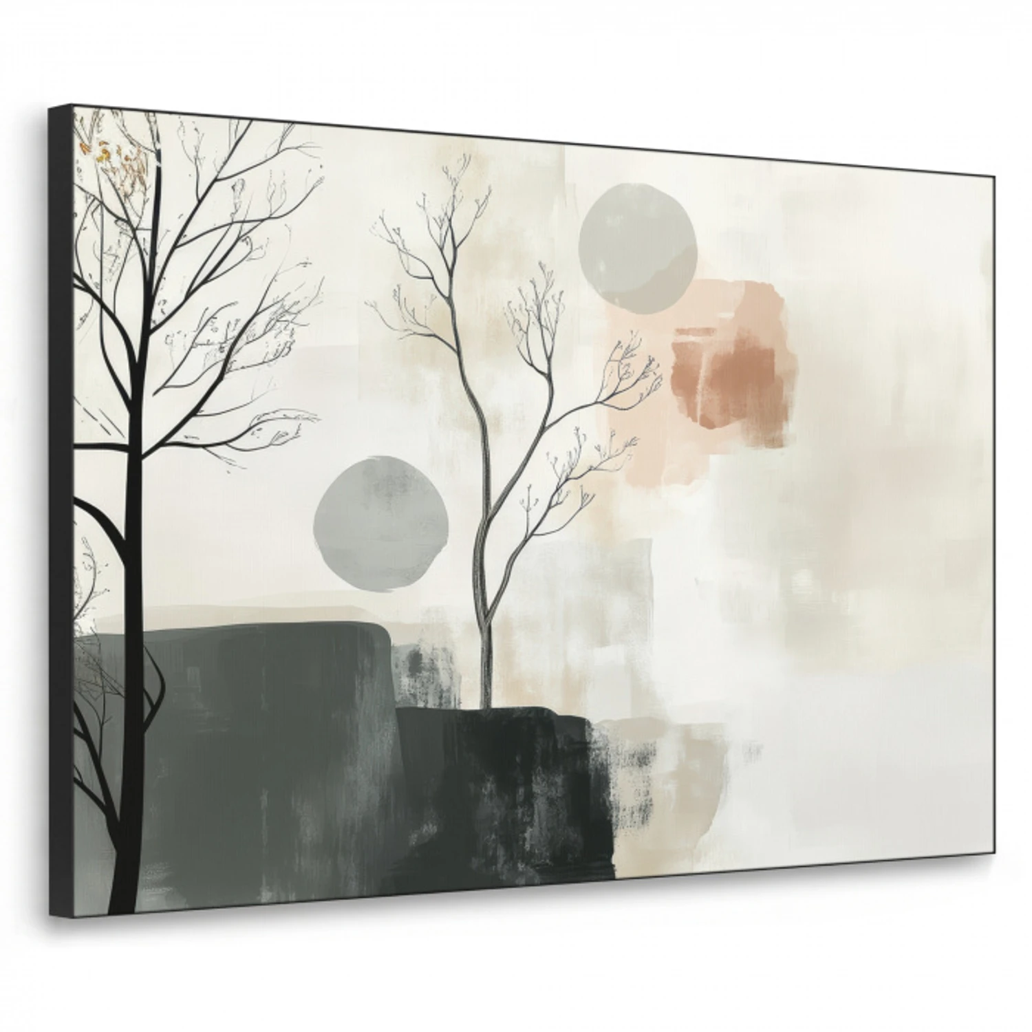 Wabi sabi - Beige - Plant Textielframe zwart klein -3d