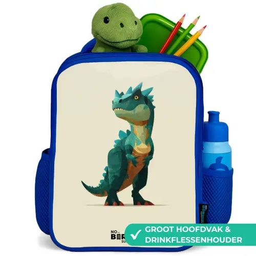 Dino - Dier - Groen Kinderrugzak - Blauw middel -inhoud_NL