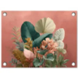 Tropische bladeren - Bloemen - Roze - groen tuinposter los doek klein -3d
