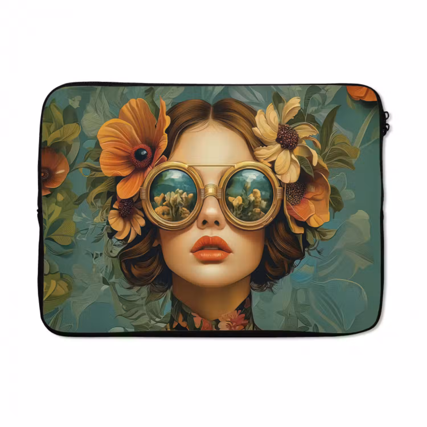 Laptop hülle - Frau - Blumen - Schmetterlinge - Natur - Vintage