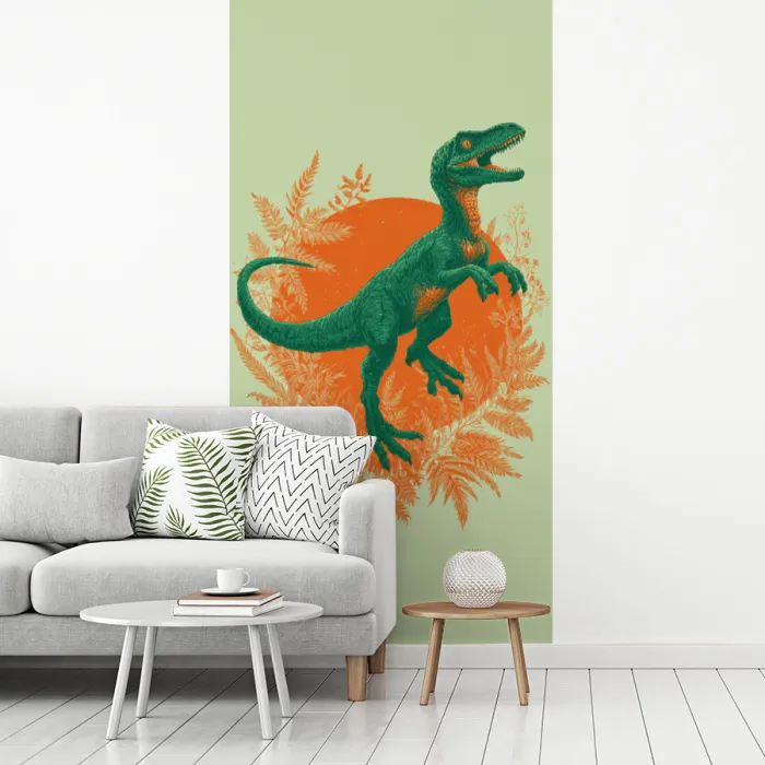 Dinosaurus - Groen - Planten - Cirkel fotobehang vinyl groot -woonkamer