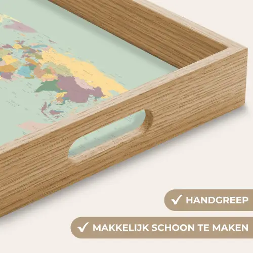 Wereldkaart - Realistisch - Kaart Dienblad Rechthoek middel -USP_HandgreepNL