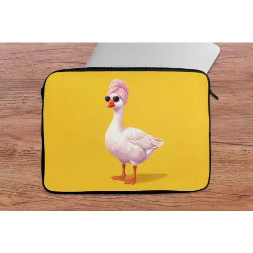 Eend - Zonnebril - Geel laptophoes neopreen klein -tafel
