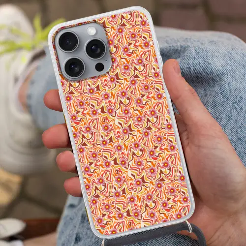 Retro - Bloemen - Patroon Hoesje iPhone 16 Pro Max met koord klein 804 -sfeer3
