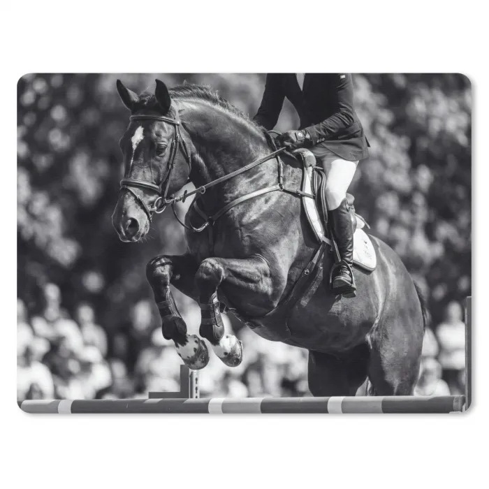 Springen - Paard - Zwart - Wit muismat rubber klein -3d