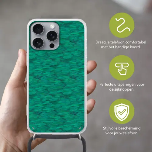 Vloeiend - Olie - Texturen - Groen Hoesje iPhone 16 Pro Max met koord klein 804 -sfeer2_NL
