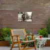 Eland - Auto - Gewei - Zwart - Wit Tuinposter op houten frame 2 cm dik klein -sfeer3