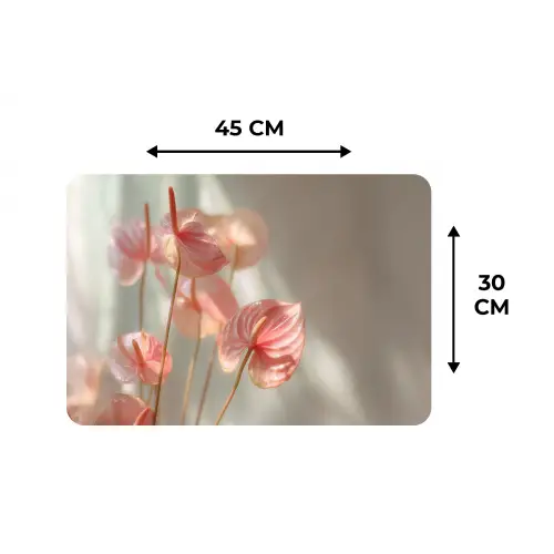 Bloemen - Stelen - Roze - Schaduw Placemat vinyl groot -specs