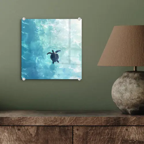 Schildpad - Zee - Blauw - Schittering plexiglas 5mm klein -sfeer3