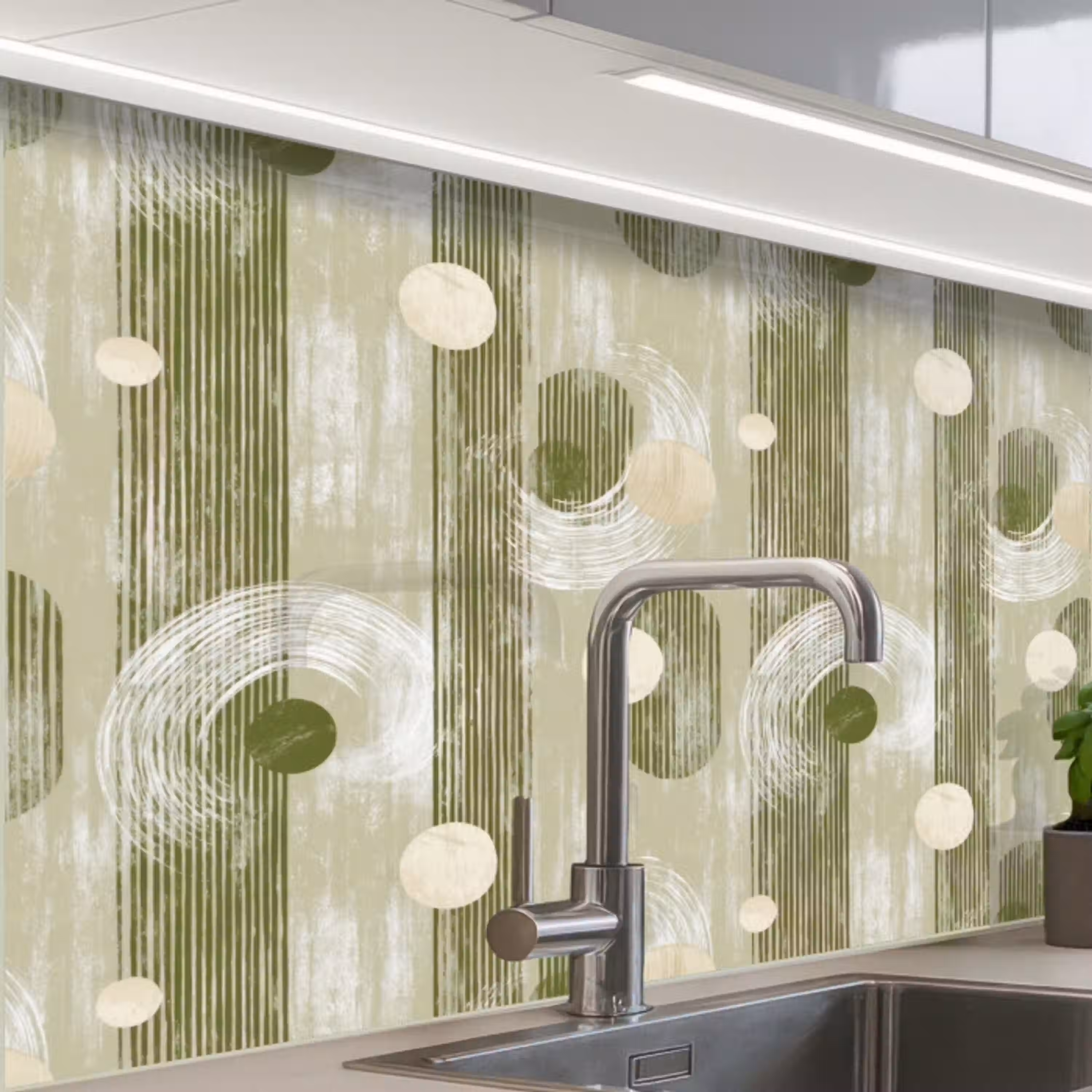 Artistiek - Modern - Groen keuken achterwand 2 middel 865 -zzzz3d_schuin