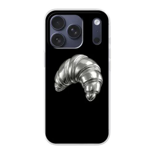 Croissant - Metaal - Zilver Telefoonhoesje iPhone 17 Pro klein -3d