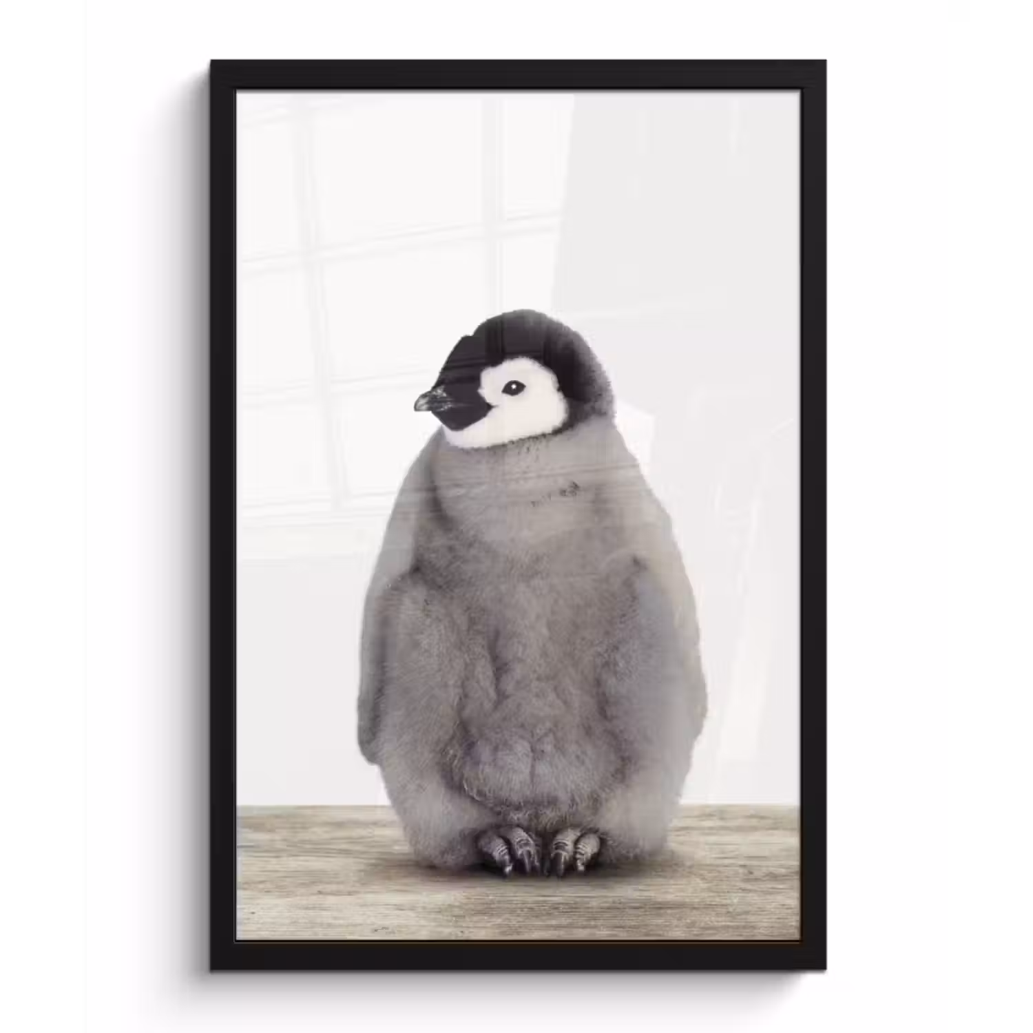 Poster met lijst - Kinderen - Pinguïn - Grijs - Dieren - Meisjes - Jongens