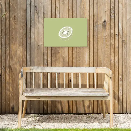Kiwi - Lijntekening - Minimalistisch - Groen Tuinposter op houten frame 2 cm dik klein -sfeer4