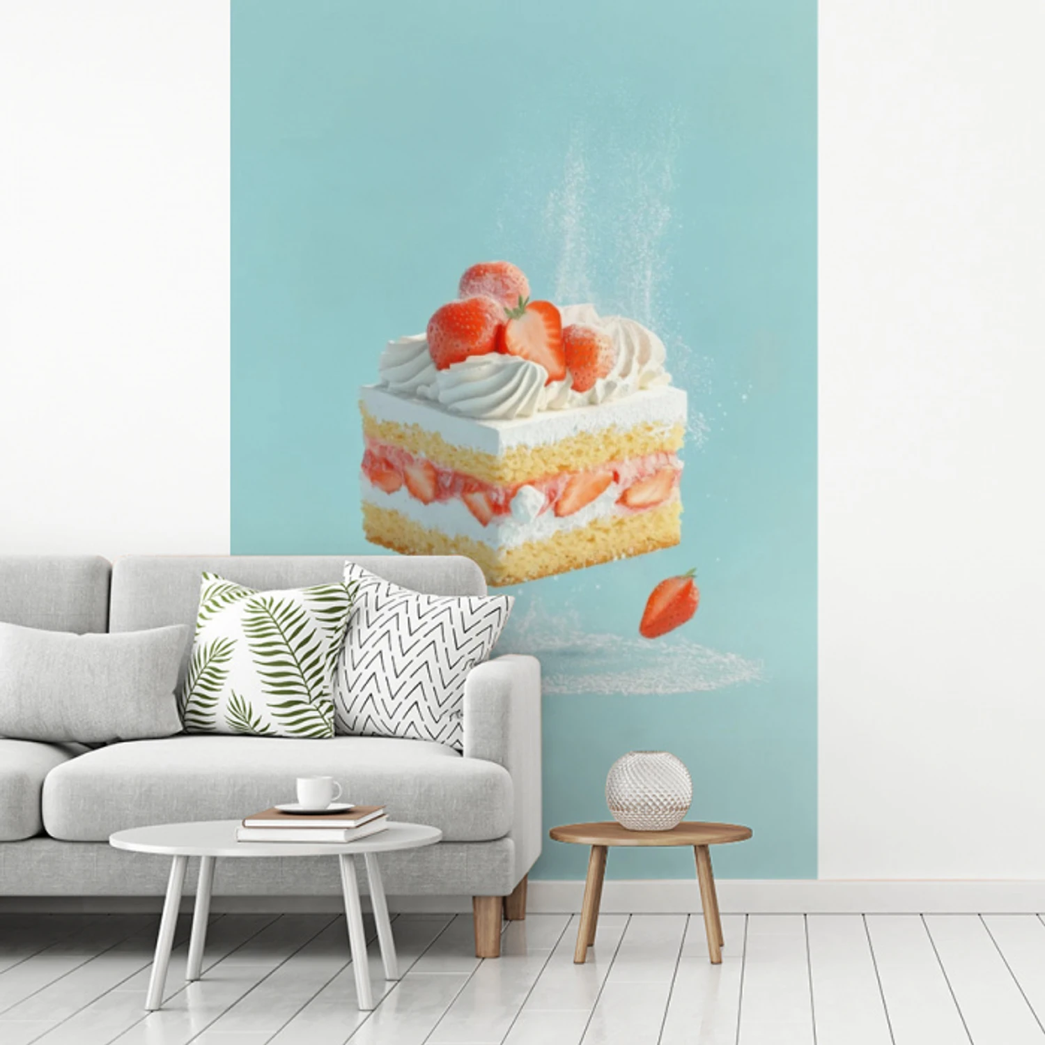 Slagroom - Taart - Blauw - Eten fotobehang vinyl groot -woonkamer