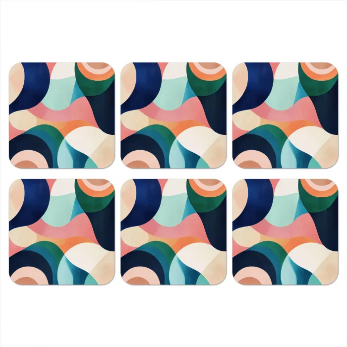 Abstract - Blauw - Roze onderzetter kurk middel -3d