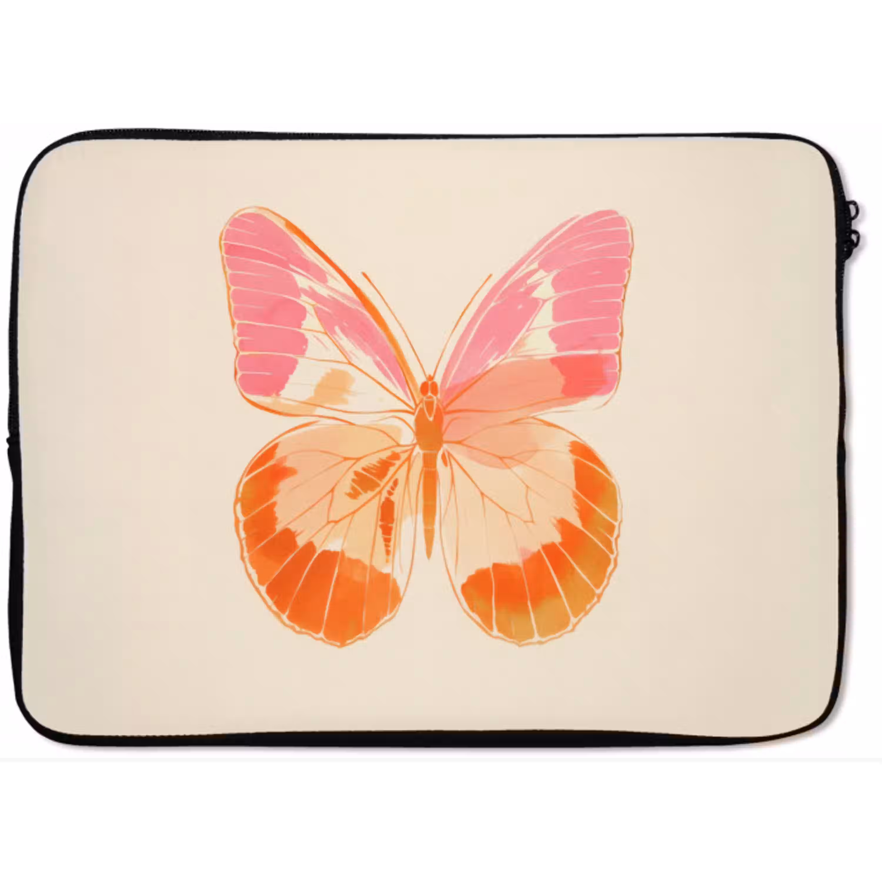 Oranje - Vlinder - Minimalistisch laptophoes neopreen klein -zkaufland3dotto