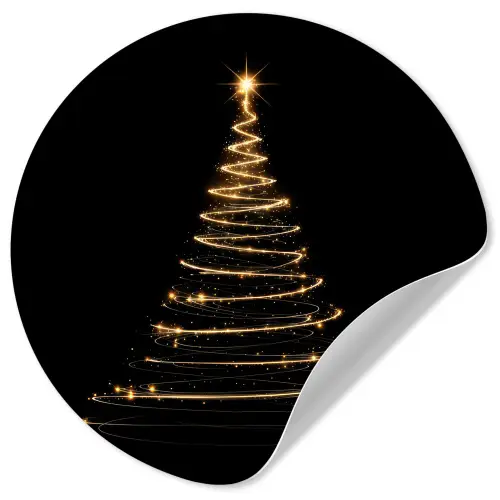 Magisch - Kerstboom - Lichtspiralen - Zwart Wandcirkel behangsticker klein -3d