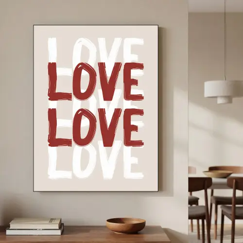 Love - Rood - Tekst Textielframe - compleet frame klein -sfeer2