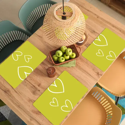 Groen - Hartjes - Wit Placemat vinyl groot -zzsfeer5_Kitchenyeah-website