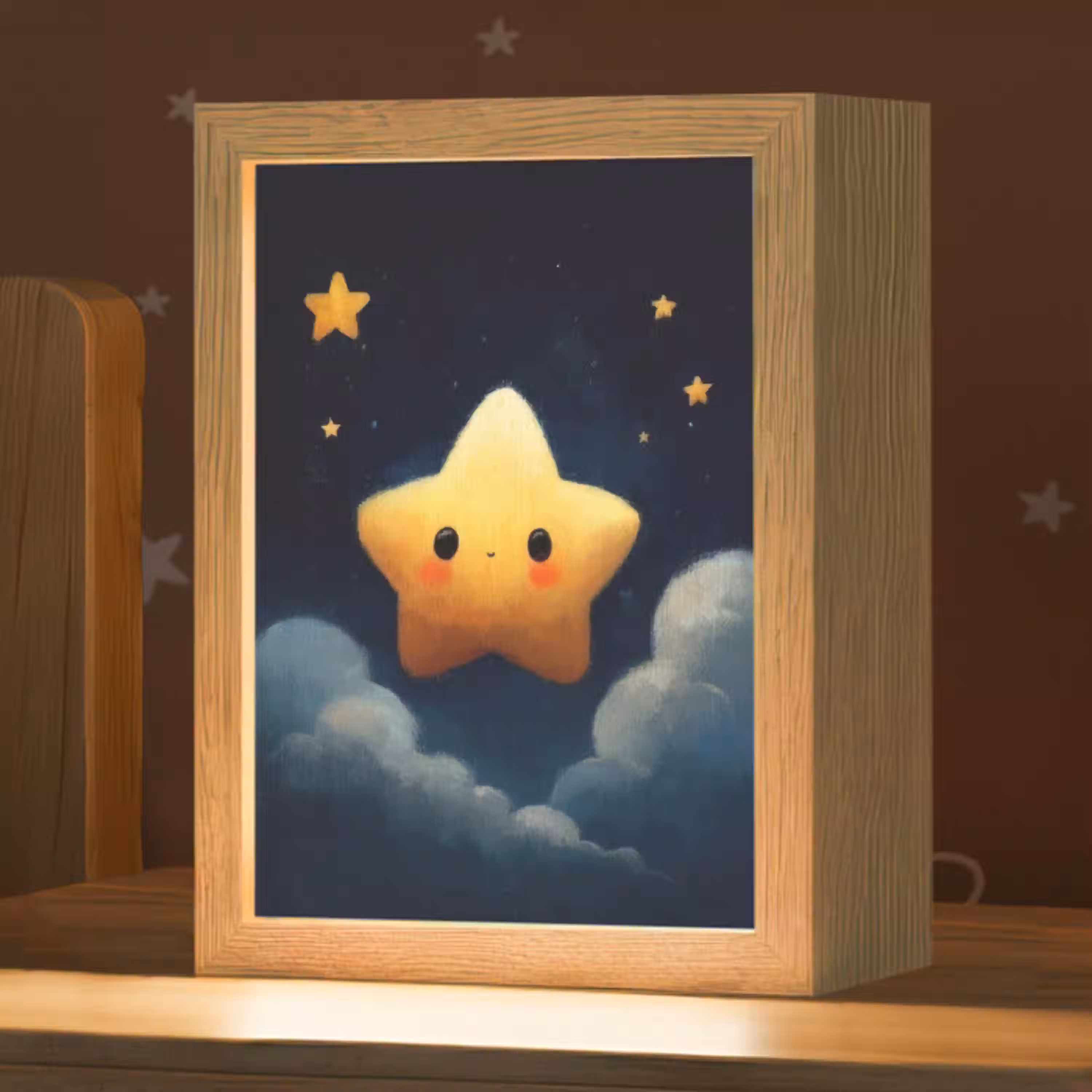 Ster - Gezichtje - Nacht - Wolken Light Box met kabel klein -zzz_3d_website