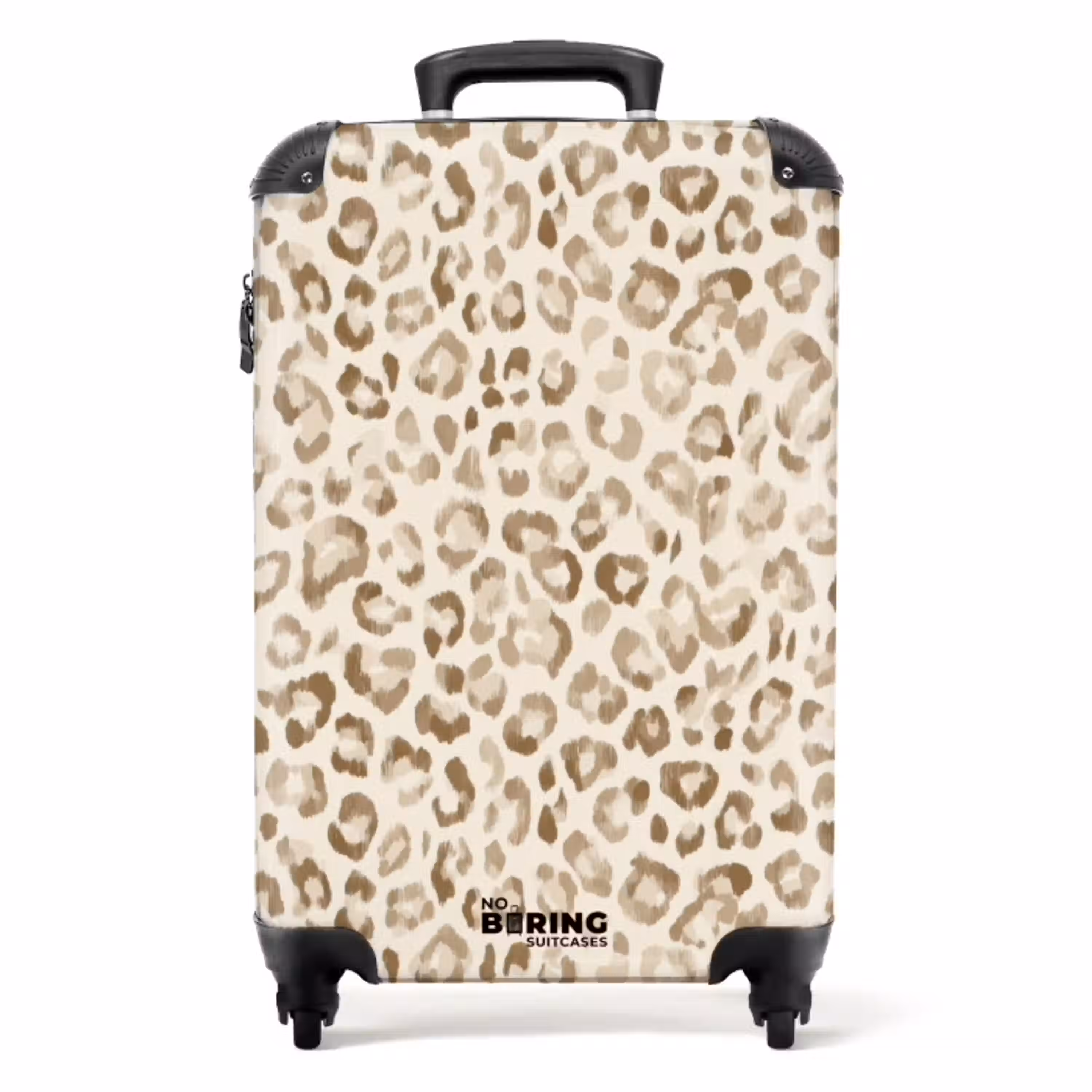Luipaard - Klassiek - Beige NBS - Handbagage koffer - Volwassenen Unisex middel -productfoto_recht