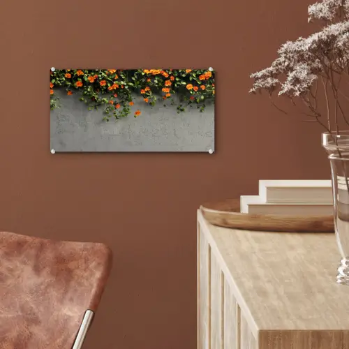 Bloemen - Muur - Oranje plexiglas 5mm klein -sfeer5