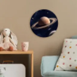 Planeten - Saturnus - Ruimte Wandcirkel kunststof plaat 5mm dik klein -tsfeer1_kind