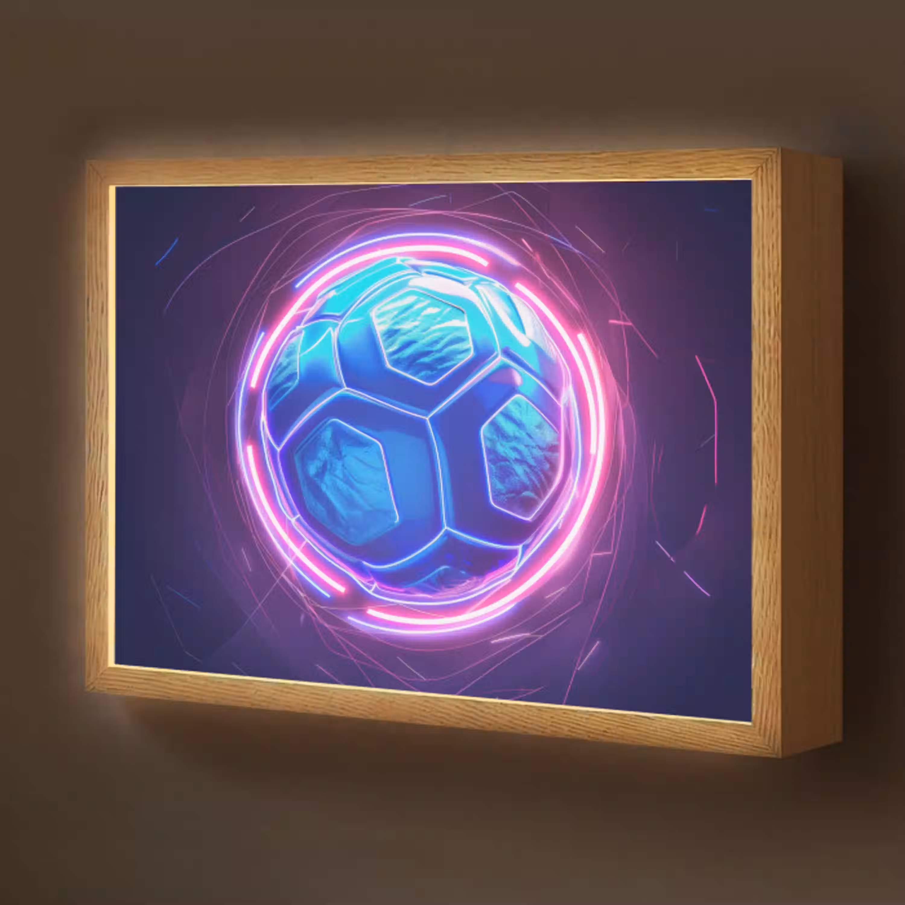 Voetbal - Sport - Blauw - Paars Light Box met batterij (Wandlamp kind) middel -z3d_website